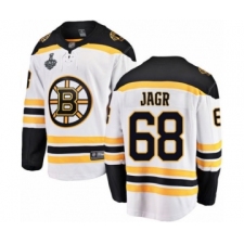 Men's Boston Bruins #68 Jaromir Jagr Authentic White Away Fanatics Branded Breakaway 2019 Stanley Cup Final Bound Hockey Jersey