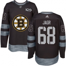 Men's Reebok Boston Bruins #68 Jaromir Jagr Authentic Black 1917-2017 100th Anniversary NHL Jersey