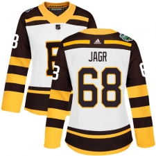 Women's Adidas Boston Bruins #68 Jaromir Jagr Authentic White 2019 Winter Classic NHL Jersey