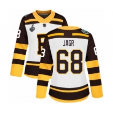 Women's Boston Bruins #68 Jaromir Jagr Authentic White Winter Classic 2019 Stanley Cup Final Bound Hockey Jersey