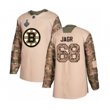 Youth Boston Bruins #68 Jaromir Jagr Authentic Camo Veterans Day Practice 2019 Stanley Cup Final Bound Hockey Jersey