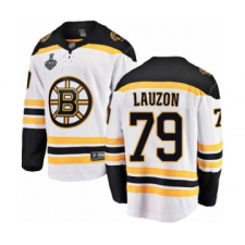 Men's Boston Bruins #79 Jeremy Lauzon Authentic White Away Fanatics Branded Breakaway 2019 Stanley Cup Final Bound Hockey Jersey