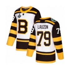 Men's Boston Bruins #79 Jeremy Lauzon Authentic White Winter Classic 2019 Stanley Cup Final Bound Hockey Jersey