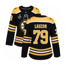 Women's Boston Bruins #79 Jeremy Lauzon Authentic Black Home 2019 Stanley Cup Final Bound Hockey Jersey
