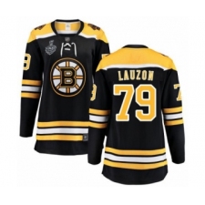 Women's Boston Bruins #79 Jeremy Lauzon Authentic Black Home Fanatics Branded Breakaway 2019 Stanley Cup Final Bound Hockey Jersey