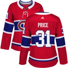 Women's Adidas Montreal Canadiens #31 Carey Price Authentic Red Home NHL Jersey