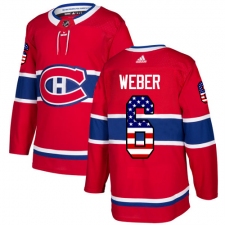 Men's Adidas Montreal Canadiens #6 Shea Weber Authentic Red USA Flag Fashion NHL Jersey