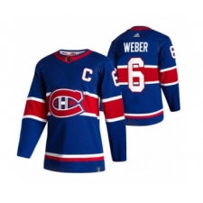 Men's Montreal Canadiens #6 Shea Weber Blue 2020-21 Reverse Retro Alternate Hockey Jersey