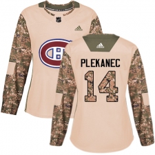 Women's Adidas Montreal Canadiens #14 Tomas Plekanec Authentic Camo Veterans Day Practice NHL Jersey