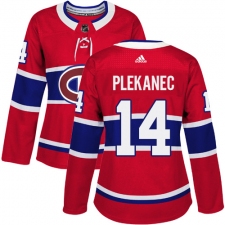 Women's Adidas Montreal Canadiens #14 Tomas Plekanec Authentic Red Home NHL Jersey