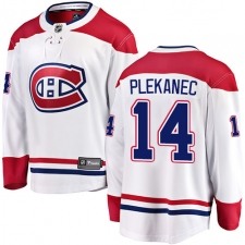 Youth Montreal Canadiens #14 Tomas Plekanec Authentic White Away Fanatics Branded Breakaway NHL Jersey