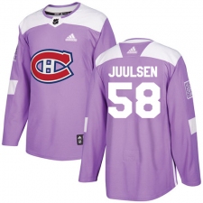 Men's Adidas Montreal Canadiens #58 Noah Juulsen Authentic Purple Fights Cancer Practice NHL Jersey