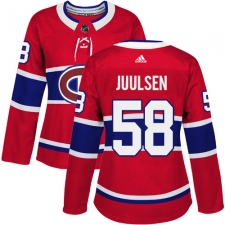 Women's Adidas Montreal Canadiens #58 Noah Juulsen Premier Red Home NHL Jersey