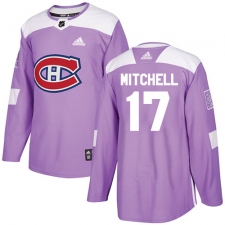 Men's Adidas Montreal Canadiens #17 Torrey Mitchell Authentic Purple Fights Cancer Practice NHL Jersey