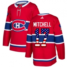 Men's Adidas Montreal Canadiens #17 Torrey Mitchell Authentic Red USA Flag Fashion NHL Jersey