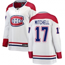 Women's Montreal Canadiens #17 Torrey Mitchell Authentic White Away Fanatics Branded Breakaway NHL Jersey