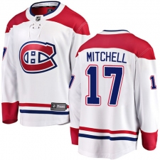 Youth Montreal Canadiens #17 Torrey Mitchell Authentic White Away Fanatics Branded Breakaway NHL Jersey