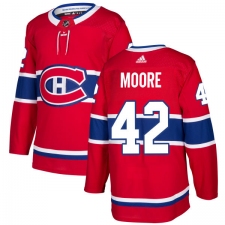 Men's Adidas Montreal Canadiens #42 Dominic Moore Authentic Red Home NHL Jersey
