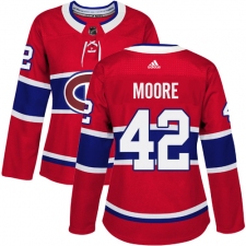 Women's Adidas Montreal Canadiens #42 Dominic Moore Authentic Red Home NHL Jersey