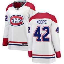 Women's Montreal Canadiens #42 Dominic Moore Authentic White Away Fanatics Branded Breakaway NHL Jersey