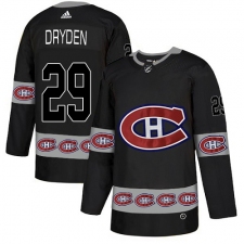 Men's Adidas Montreal Canadiens #29 Ken Dryden Authentic Black Team Logo Fashion NHL Jersey