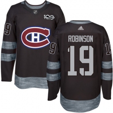 Men's Adidas Montreal Canadiens #19 Larry Robinson Authentic Black 1917-2017 100th Anniversary NHL Jersey