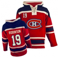 Men's Old Time Hockey Montreal Canadiens #19 Larry Robinson Authentic Red Sawyer Hooded Sweatshirt NHL Jersey
