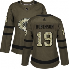 Women's Adidas Montreal Canadiens #19 Larry Robinson Authentic Green Salute to Service NHL Jersey