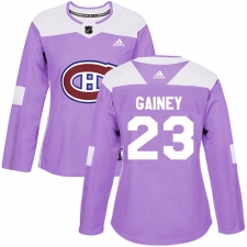 Women's Adidas Montreal Canadiens #23 Bob Gainey Authentic Purple Fights Cancer Practice NHL Jersey