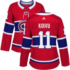 Women's Adidas Montreal Canadiens #11 Saku Koivu Authentic Red Home NHL Jersey