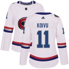 Women's Adidas Montreal Canadiens #11 Saku Koivu Authentic White 2017 100 Classic NHL Jersey