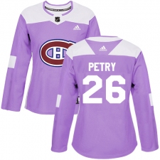 Women's Adidas Montreal Canadiens #26 Jeff Petry Authentic Purple Fights Cancer Practice NHL Jersey