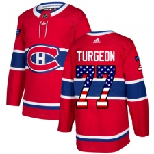 Men's Adidas Montreal Canadiens #77 Pierre Turgeon Authentic Red USA Flag Fashion NHL Jersey