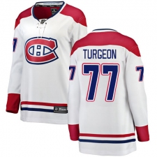 Women's Montreal Canadiens #77 Pierre Turgeon Authentic White Away Fanatics Branded Breakaway NHL Jersey