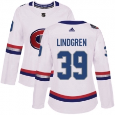 Women's Adidas Montreal Canadiens #39 Charlie Lindgren Authentic White 2017 100 Classic NHL Jersey