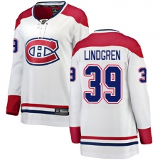 Women's Montreal Canadiens #39 Charlie Lindgren Authentic White Away Fanatics Branded Breakaway NHL Jersey