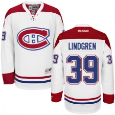 Women's Reebok Montreal Canadiens #39 Charlie Lindgren Authentic White Away NHL Jersey