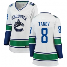 Women's Vancouver Canucks #8 Christopher Tanev Fanatics Branded White Away Breakaway NHL Jersey