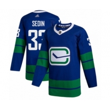 Men's Vancouver Canucks #33 Henrik Sedin Authentic Royal Blue Alternate Hockey Jersey