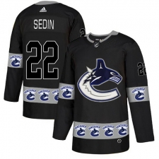 Men's Adidas Vancouver Canucks #22 Daniel Sedin Authentic Black Team Logo Fashion NHL Jersey