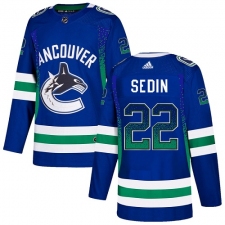 Men's Adidas Vancouver Canucks #22 Daniel Sedin Authentic Blue Drift Fashion NHL Jersey