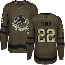Men's Adidas Vancouver Canucks #22 Daniel Sedin Premier Green Salute to Service NHL Jersey