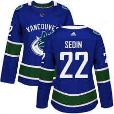Women's Adidas Vancouver Canucks #22 Daniel Sedin Authentic Blue Home NHL Jersey