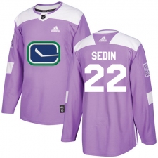 Youth Adidas Vancouver Canucks #22 Daniel Sedin Authentic Purple Fights Cancer Practice NHL Jersey