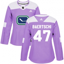 Women's Adidas Vancouver Canucks #47 Sven Baertschi Authentic Purple Fights Cancer Practice NHL Jersey