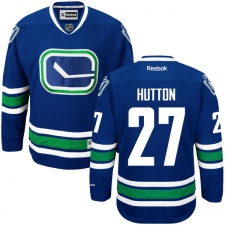 Men's Reebok Vancouver Canucks #27 Ben Hutton Premier Royal Blue Third NHL Jersey