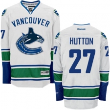 Women's Reebok Vancouver Canucks #27 Ben Hutton Authentic White Away NHL Jersey