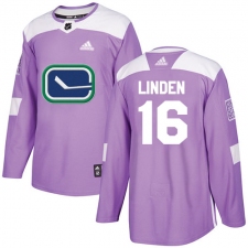 Men's Adidas Vancouver Canucks #16 Trevor Linden Authentic Purple Fights Cancer Practice NHL Jersey