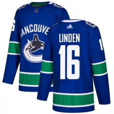 Youth Adidas Vancouver Canucks #16 Trevor Linden Premier Blue Home NHL Jersey