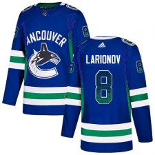 Men's Adidas Vancouver Canucks #8 Igor Larionov Authentic Blue Drift Fashion NHL Jersey